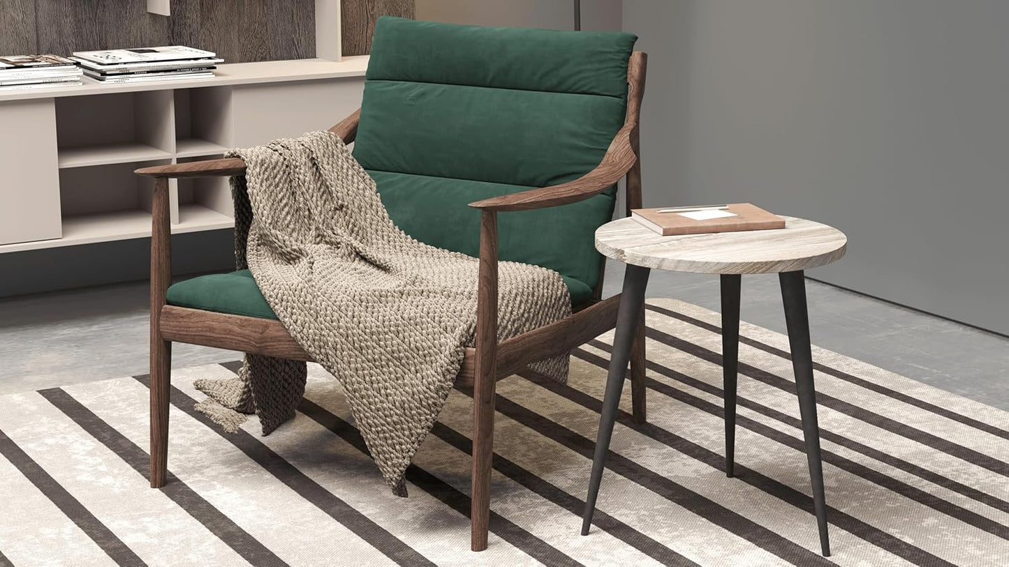 USHAZ Round Side Table - Small Side Table Living Room, End Table, Round Coffee Table 40(D) x 49(H) CM - (Vintage Wood)