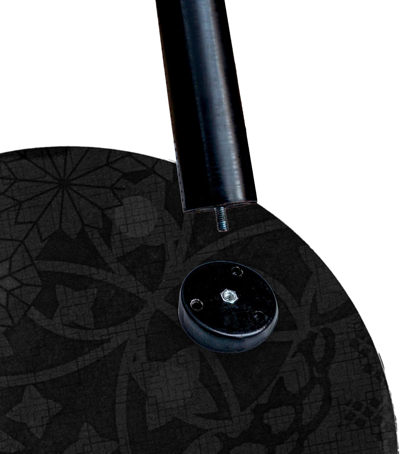 USHAZ Round Side Table - Small Side Table Living Room, End Table, Round Coffee Table 40(D) x 49(H) CM - (Black Floral)