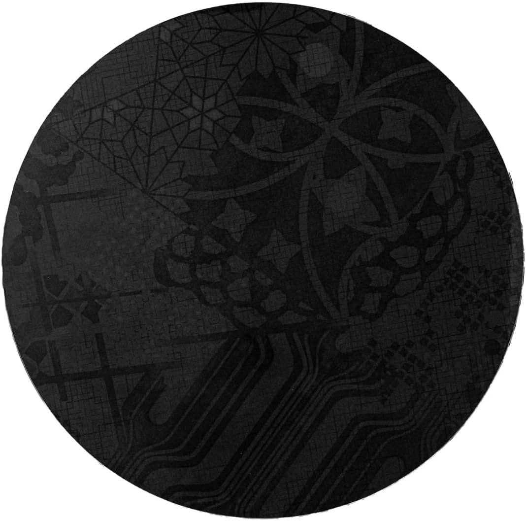 USHAZ Round Side Table - Small Side Table Living Room, End Table, Round Coffee Table 40(D) x 49(H) CM - (Black Floral)