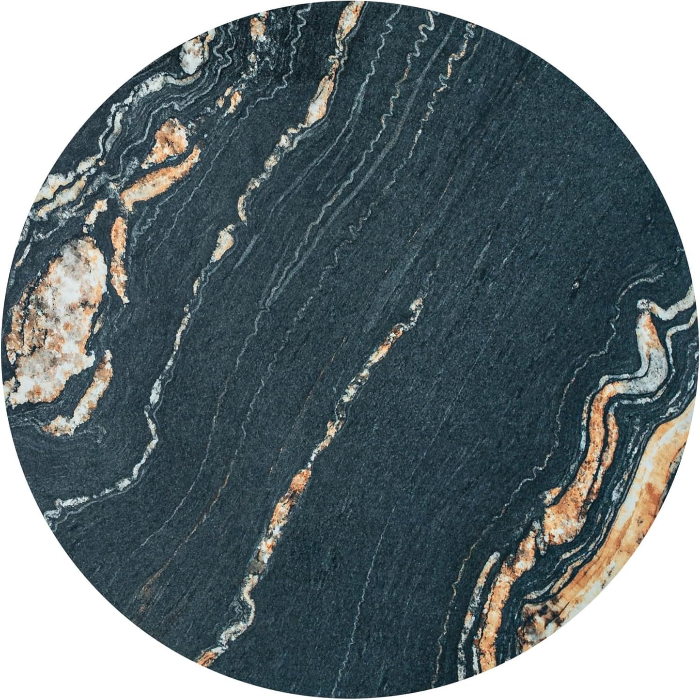 USHAZ Round Side Table - Small Side Table Living Room, End Table, Round Coffee Table 40(D) x 49(H) CM - (Dark Teal & Gold Stone)