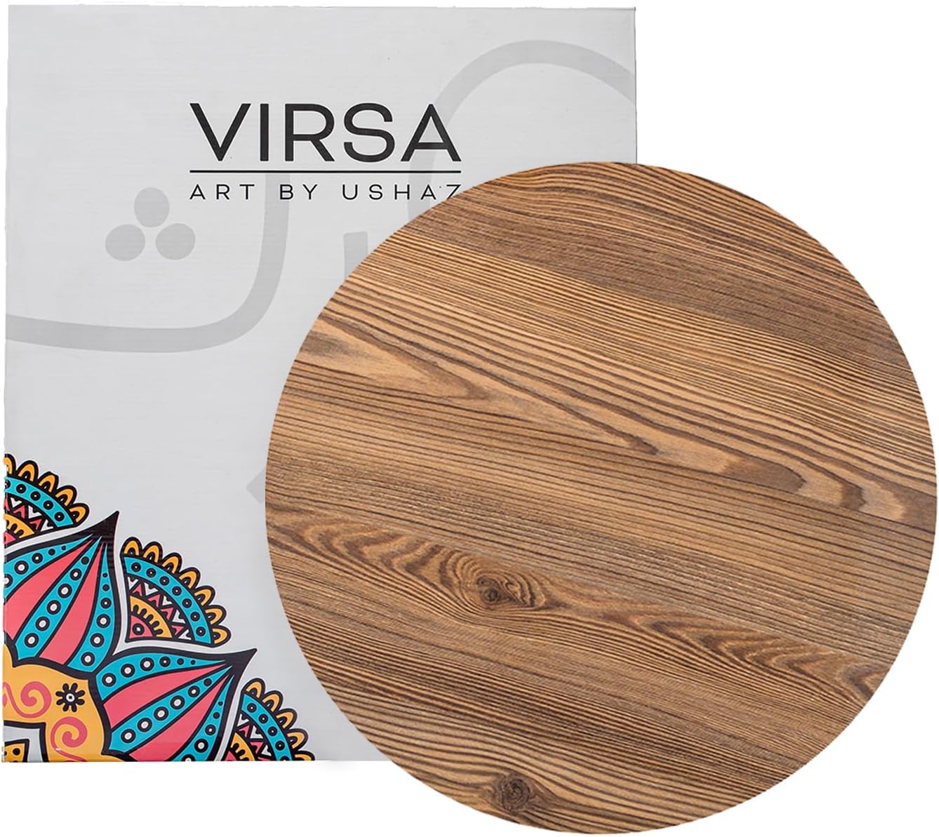 USHAZ Round Side Table - Small Side Table Living Room, End Table, Round Coffee Table 40(D) x 49(H) CM - (Natural Wood)