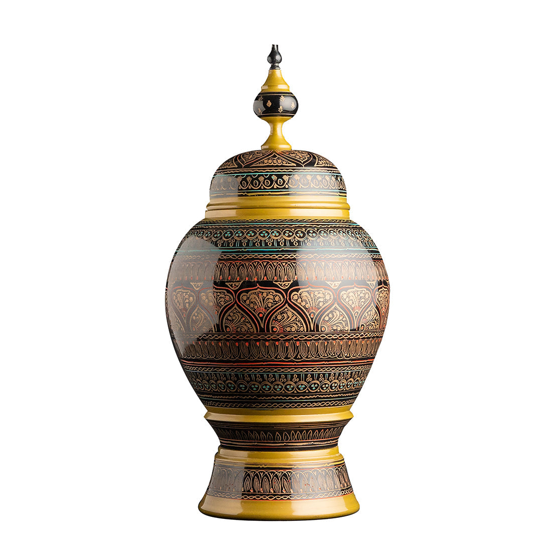 Lahore Inspired Hand Carved Lacquer Art Jar By Ushaz