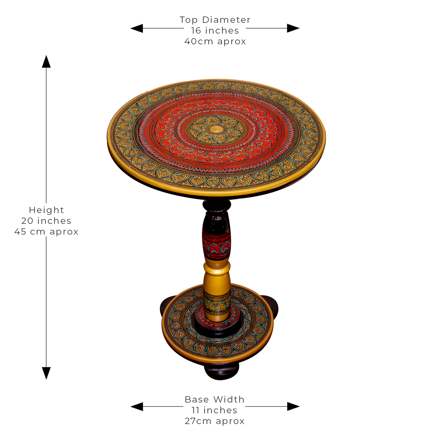 Peshawar Inspired Hand Carved Lacquer Art Table By Ushaz