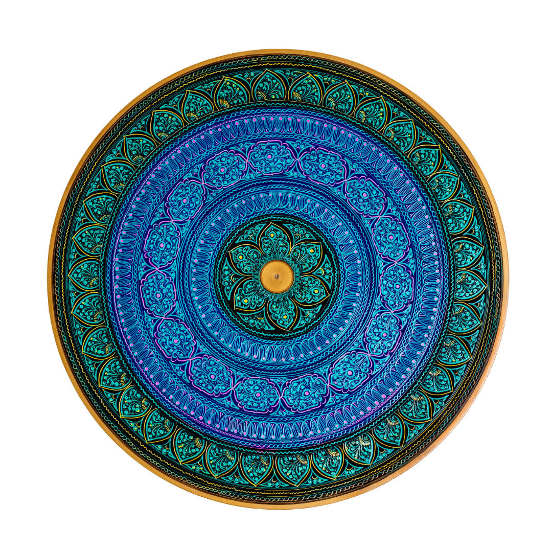 Hunza Inspired Hand Carved Lacquer Art Table By Ushaz