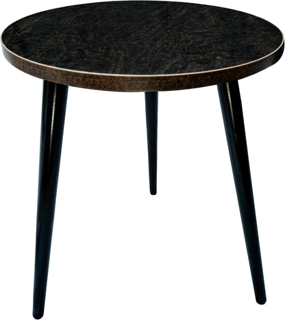 USHAZ Round Side Table - Small Side Table Living Room, End Table, Round Coffee Table 40(D) x 49(H) CM - (Copper & Black Stone)