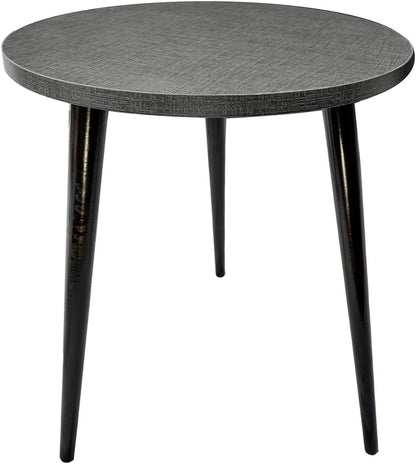 USHAZ Round Side Table - Small Side Table Living Room, End Table, Round Coffee Table 40(D) x 49(H) CM - (Grey Texture)