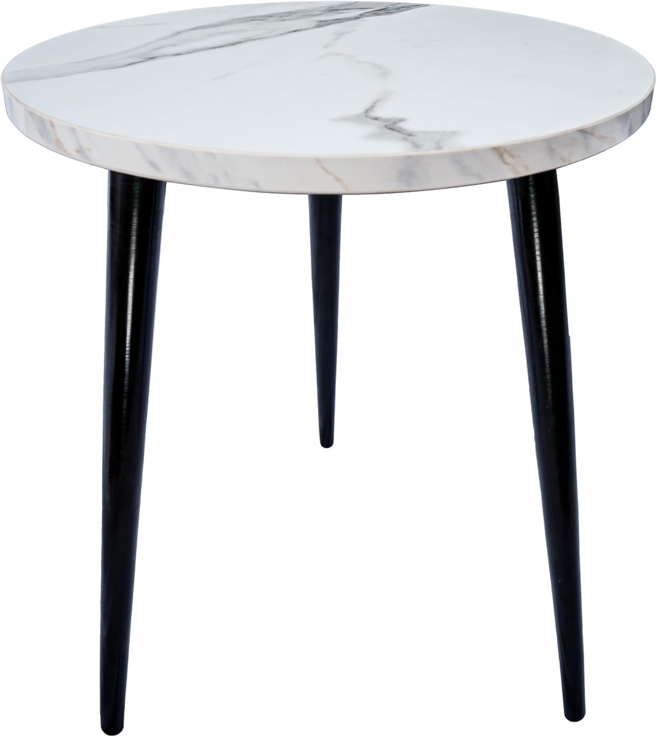 USHAZ Round Side Table - Small Side Table Living Room, End Table, Round Coffee Table 40(D) x 49(H) CM - (White Marble)