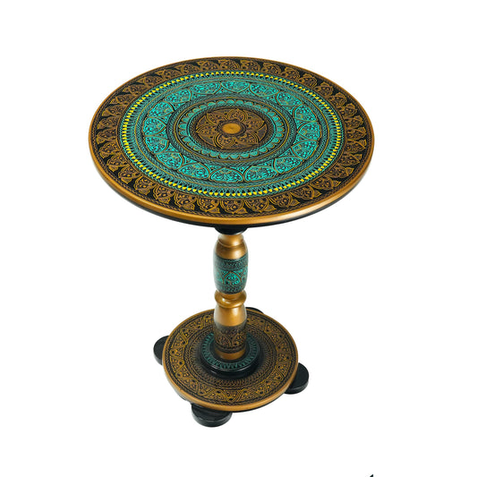 Gilgit Inspired Hand Carved Lacquer Art Table By Ushaz