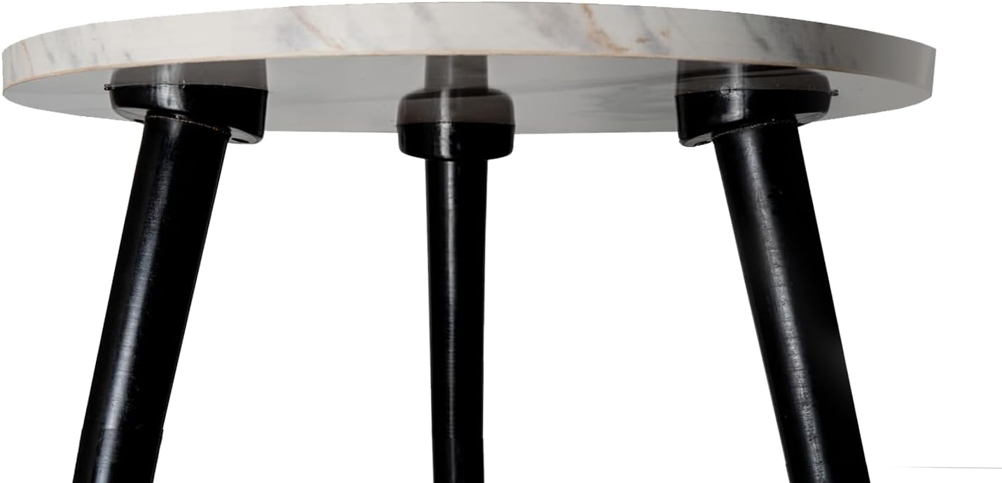 USHAZ Round Side Table - Small Side Table Living Room, End Table, Round Coffee Table 40(D) x 49(H) CM - (White Marble)