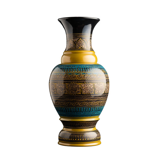 Karachi Inspired Hand Carved Lacquer Art Vase By Ushaz