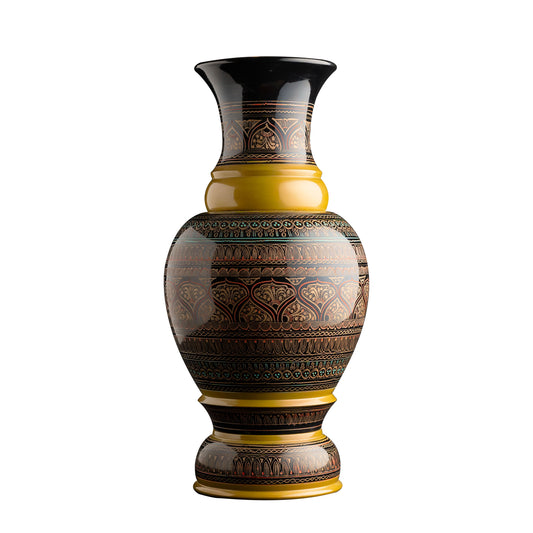 Lahore Inspired Hand Carved Lacquer Art Vase By Ushaz