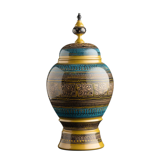 Karachi Inspired Hand Carved Lacquer Art Jar By Ushaz