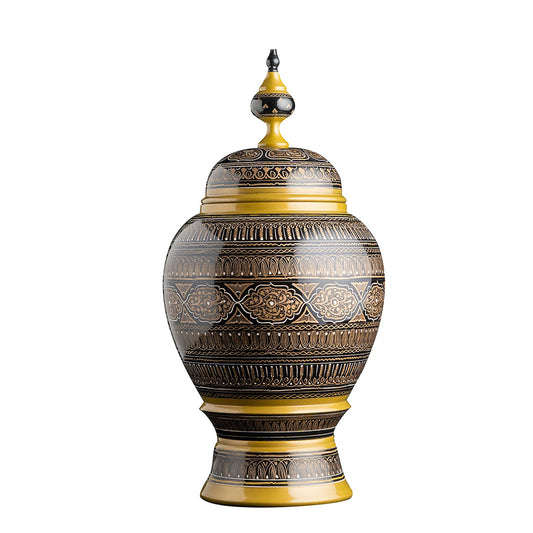 Islamabad Inspired Hand Carved Lacquer Art Jar By Ushaz