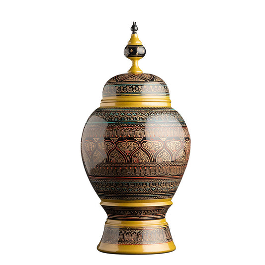 Lahore Inspired Hand Carved Lacquer Art Jar By Ushaz