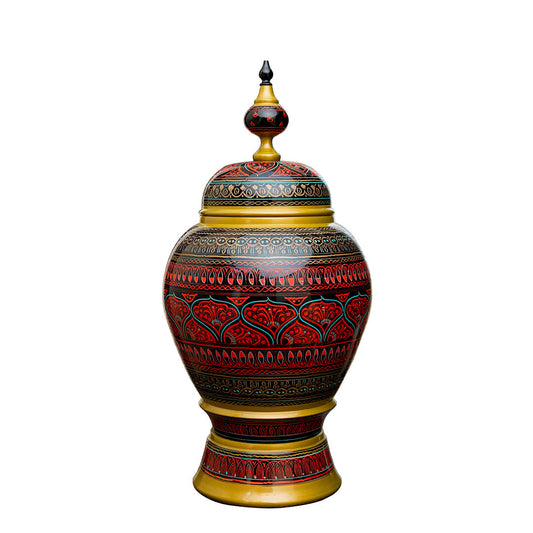 Peshawar Inspired Hand Carved Lacquer Art Jar By Ushaz