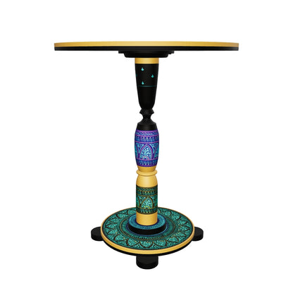 Hunza Inspired Hand Carved Lacquer Art Table By Ushaz