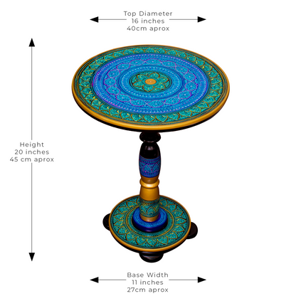 Hunza Inspired Hand Carved Lacquer Art Table By Ushaz