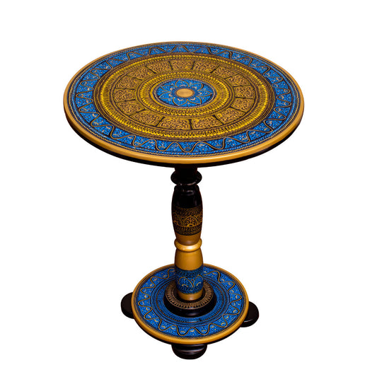 Karachi Inspired Hand Carved Lacquer Art Table By Ushaz